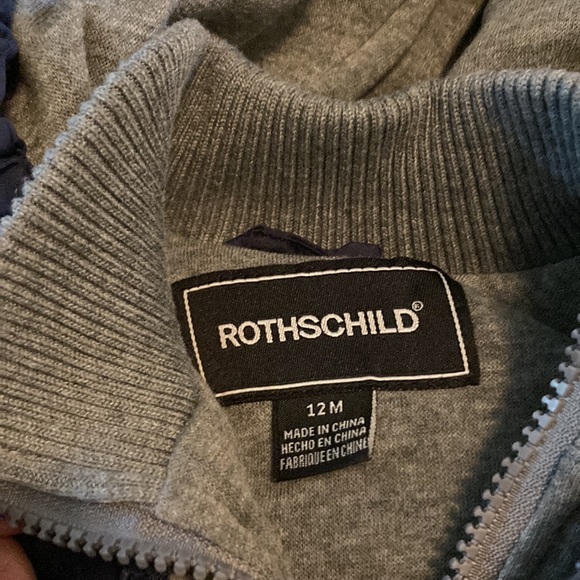 Rothschild boys coat sz 12 months navy blue grey interior zip with hood - Picture 3 of 4